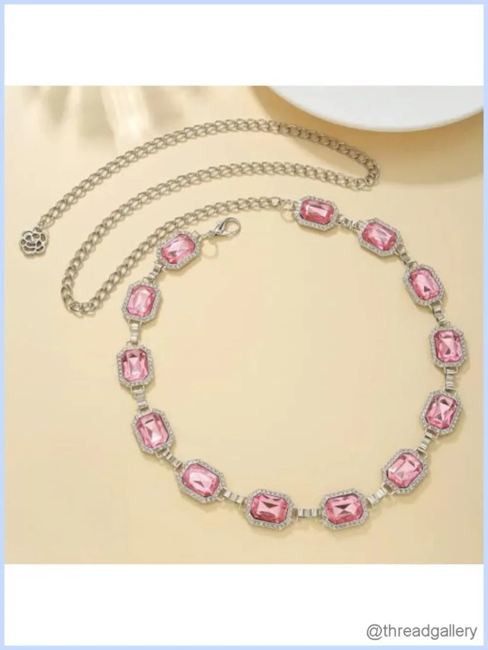 Rhinestone Crystal Chain Belt Metal Dress Belt Cowgirl Western Style